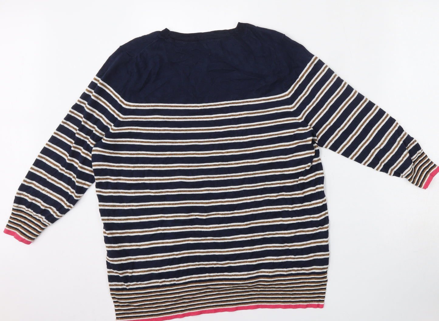 NEXT Womens Multicoloured Round Neck Striped Cotton Pullover Jumper Size 16