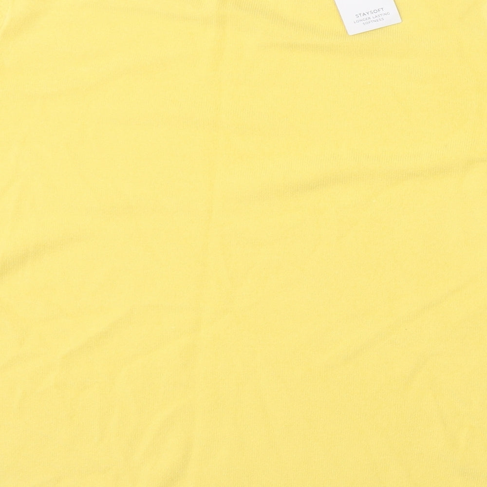 Marks and Spencer Womens Yellow  Acrylic Basic T-Shirt Size 14 Round Neck - Jumper material
