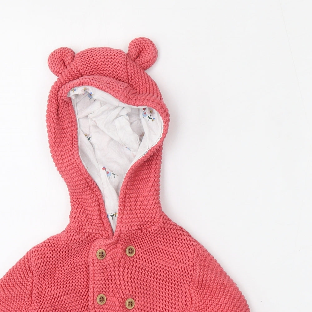 Marks and Spencer Girls Pink  Cotton Cardigan Hoodie Size 2-3 Years  Button