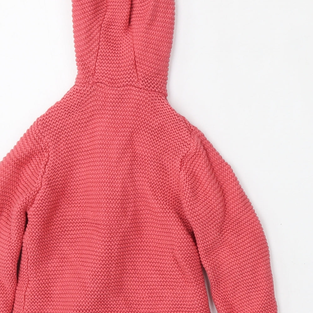 Marks and Spencer Girls Pink  Cotton Cardigan Hoodie Size 2-3 Years  Button