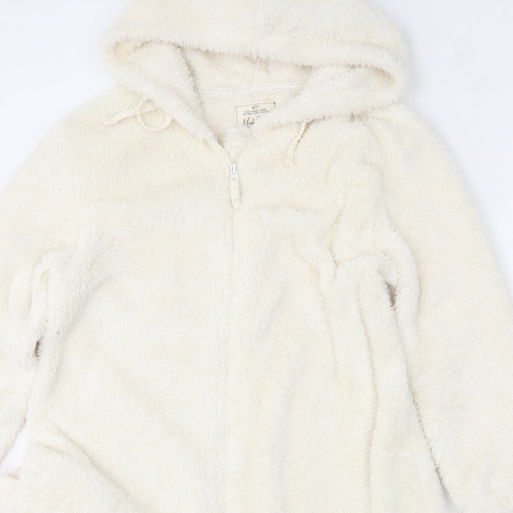Matalan Womens White Solid Polyester  One Piece Size 12  Zip