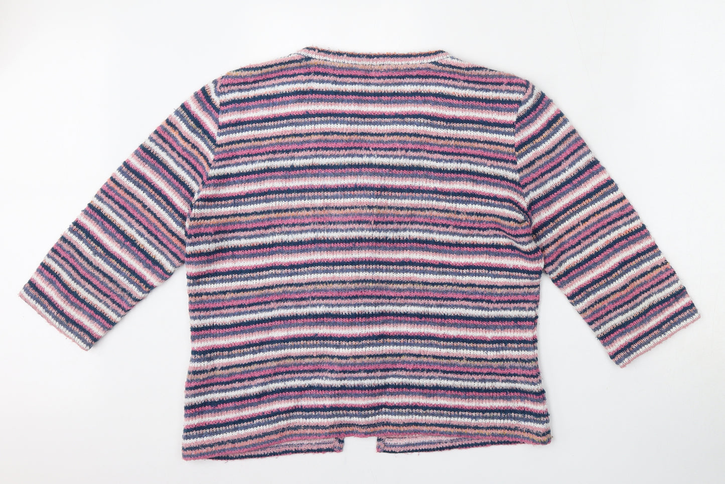 Per Una Womens Multicoloured Round Neck Striped Acrylic Cardigan Jumper Size XL