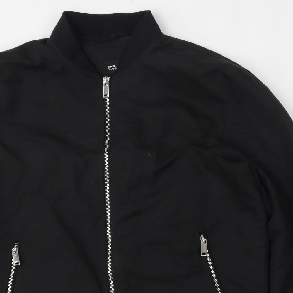 River Island Mens Black   Bomber Jacket Jacket Size M  Zip