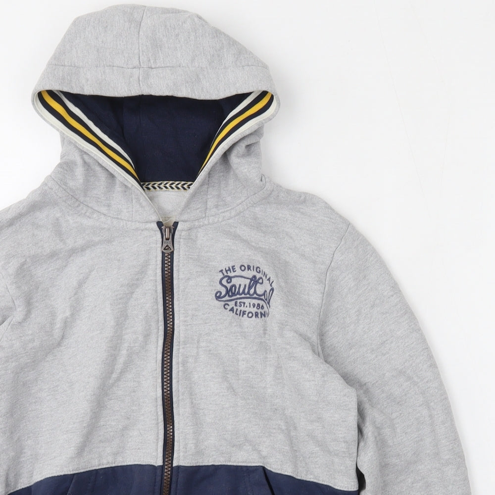 SoulCal&Co Boys Grey  Cotton Full Zip Hoodie Size 13 Years  Zip