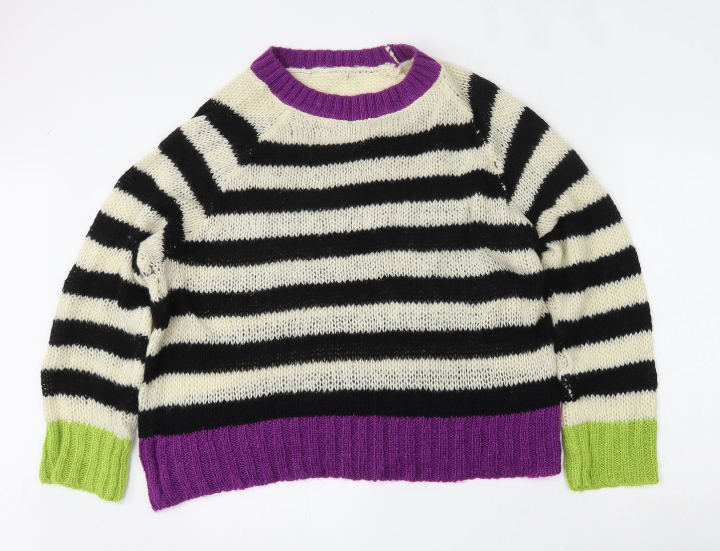 SheIn Womens Multicoloured Round Neck Striped Acrylic Pullover Jumper Size 3XL
