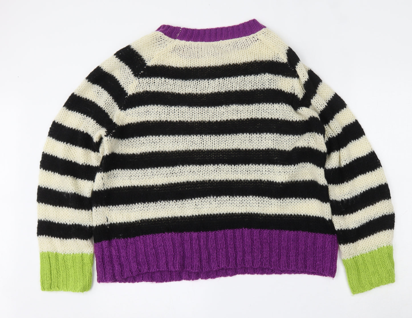 SheIn Womens Multicoloured Round Neck Striped Acrylic Pullover Jumper Size 3XL