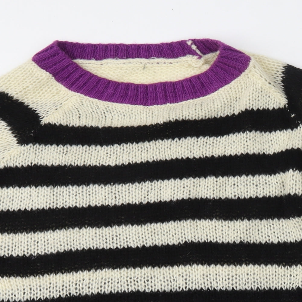 SheIn Womens Multicoloured Round Neck Striped Acrylic Pullover Jumper Size 3XL