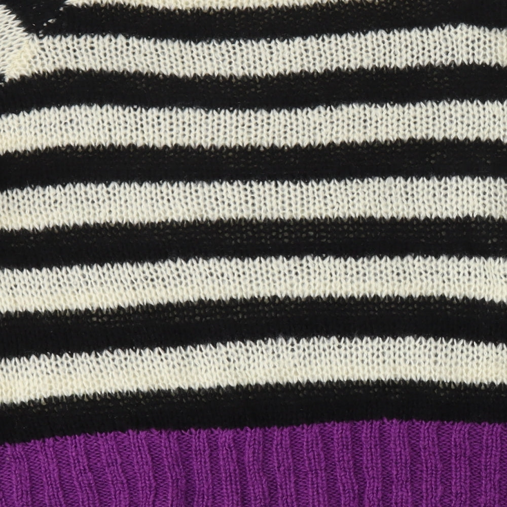SheIn Womens Multicoloured Round Neck Striped Acrylic Pullover Jumper Size 3XL