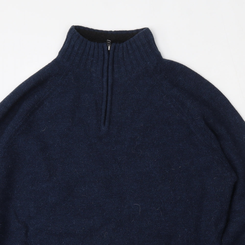 NEXT Mens Blue Mock Neck  Acrylic Pullover Jumper Size XL