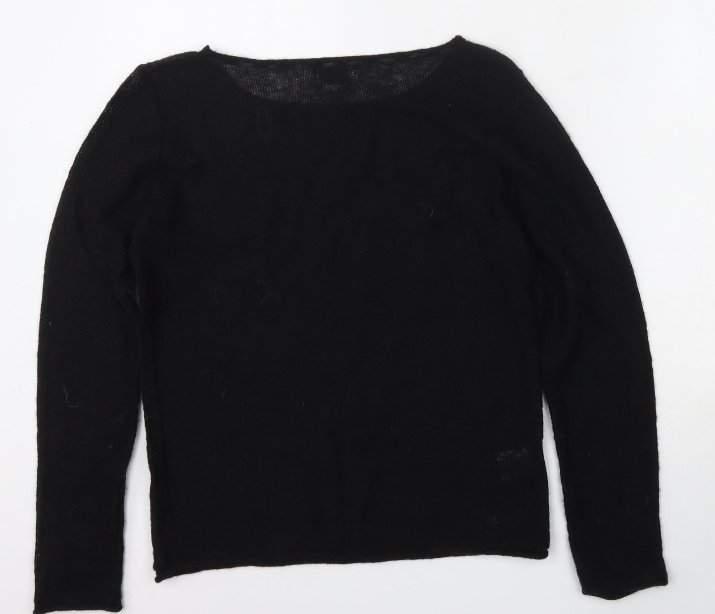 Soon Womens Black Round Neck  Polyamide Pullover Jumper Size M