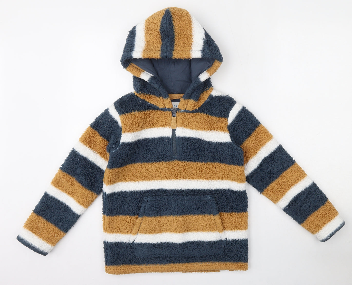 Fat Face Boys Multicoloured Striped Polyester Pullover Hoodie Size 8-9 Years  Zip