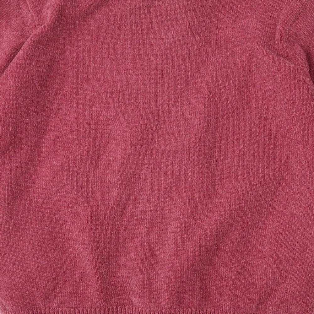 REFLECT knitwear Womens Red Round Neck Floral Acrylic Cardigan Jumper Size S