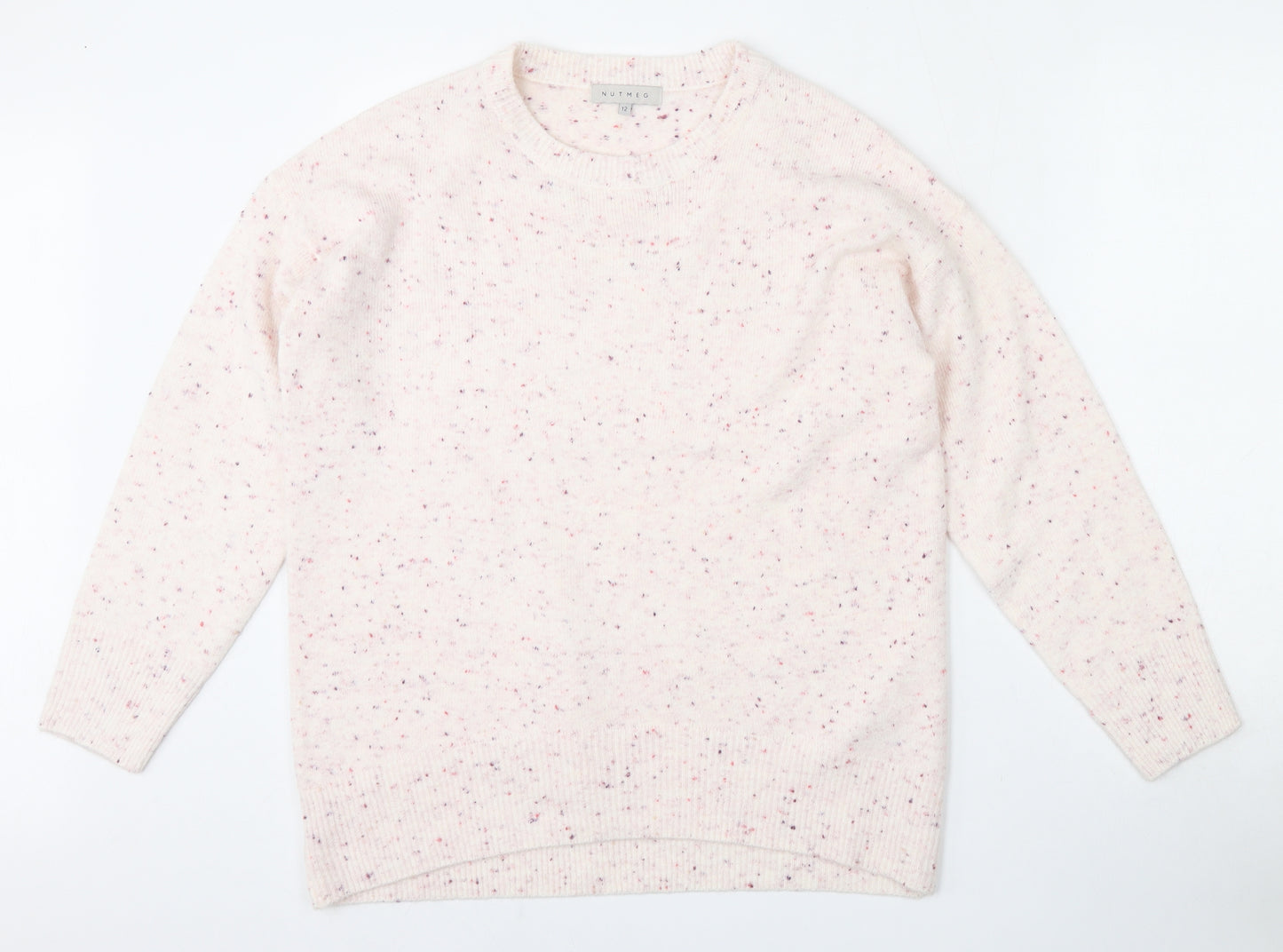 Nutmeg Womens Multicoloured Round Neck  Acrylic Pullover Jumper Size 12