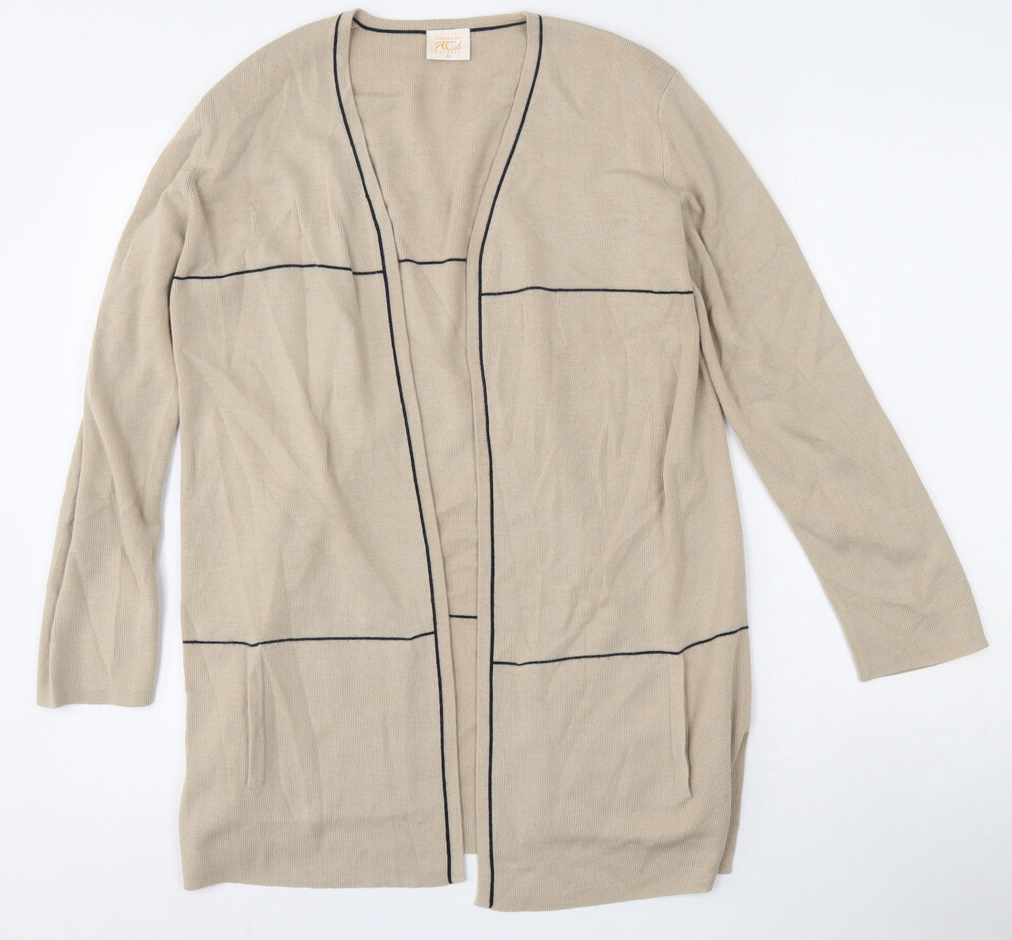 Country Casuals Womens Beige V-Neck  Wool Cardigan Jumper Size M