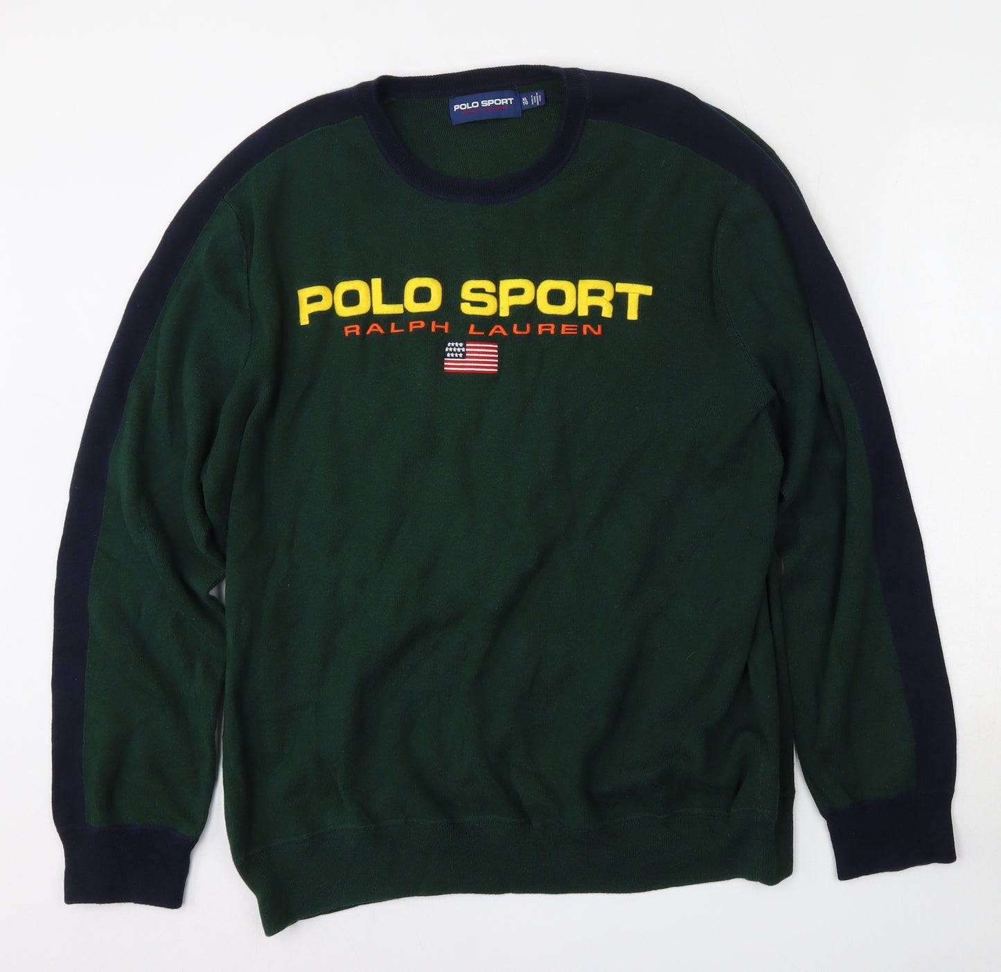 Ralph Lauren Mens Green Round Neck  Cotton Pullover Jumper Size XL