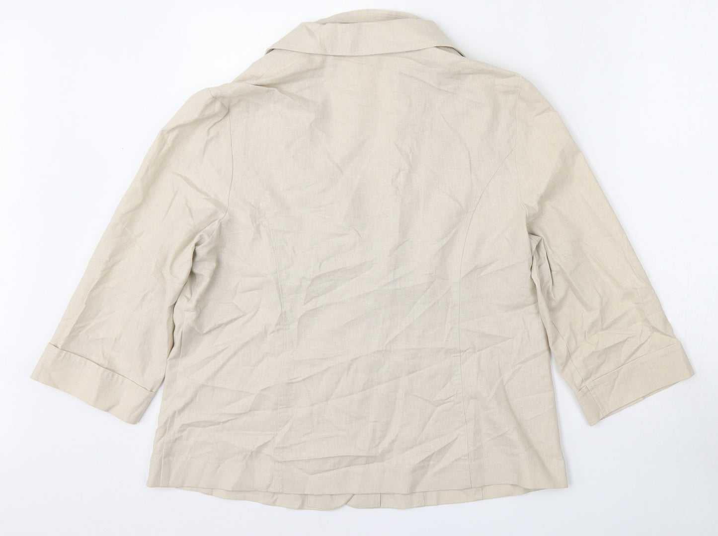 ISLE Collection Womens Beige  Linen Jacket Blazer Size 16