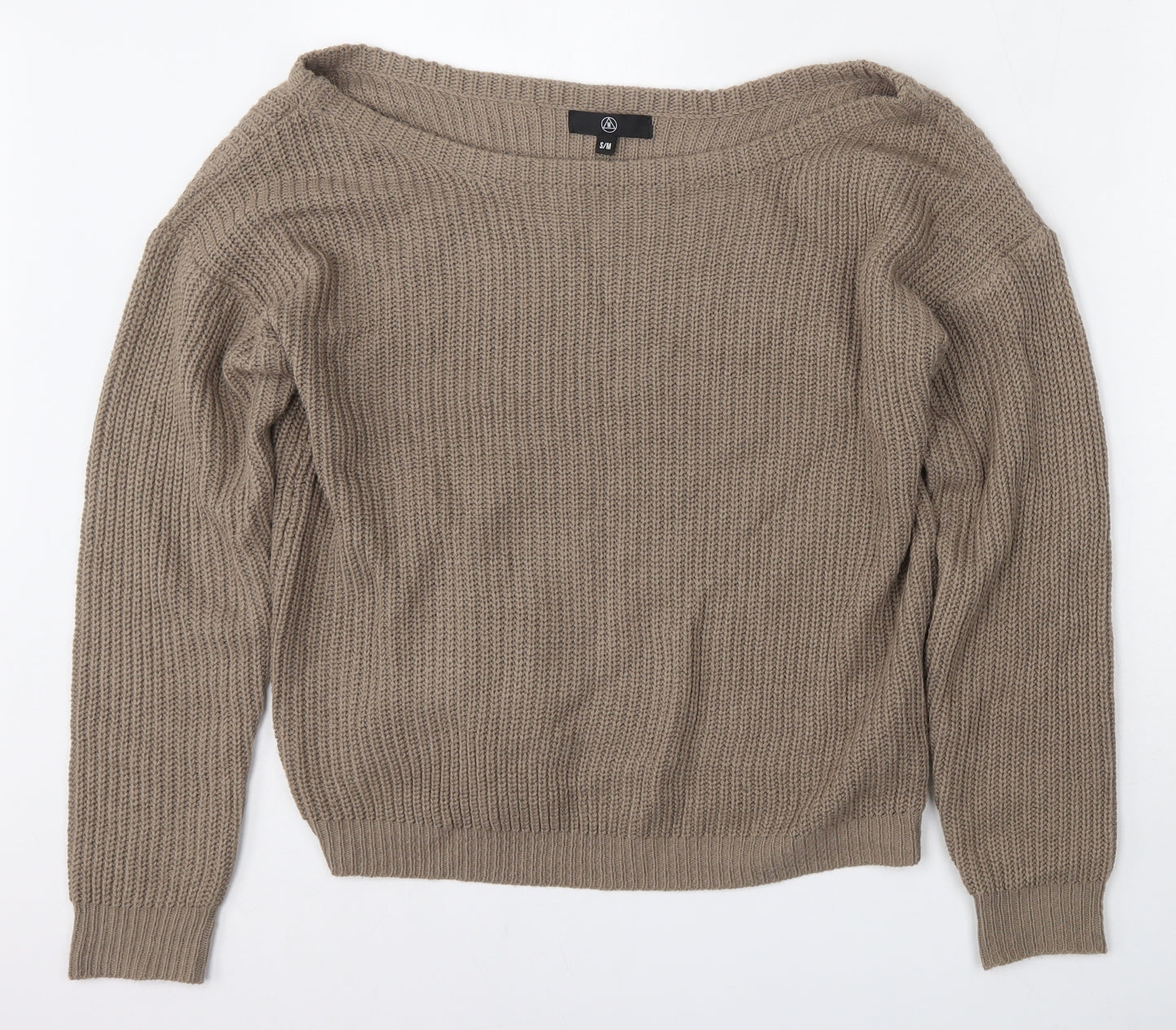 Missguided Womens Brown Boat Neck  Acrylic Pullover Jumper Size S