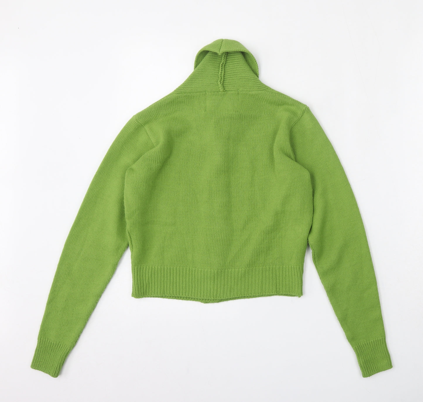 Vivien of Holloway Womens Green Roll Neck  Acrylic Cardigan Jumper Size S