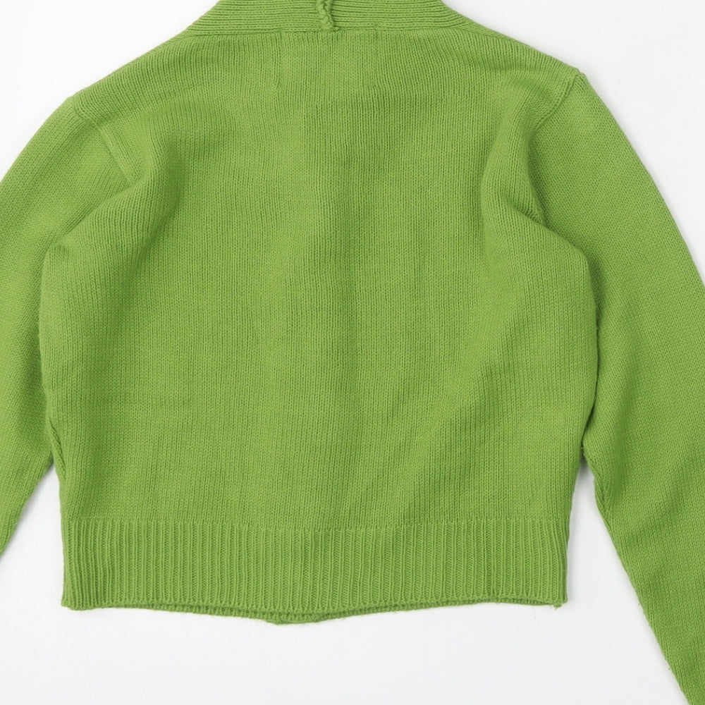 Vivien of Holloway Womens Green Roll Neck  Acrylic Cardigan Jumper Size S