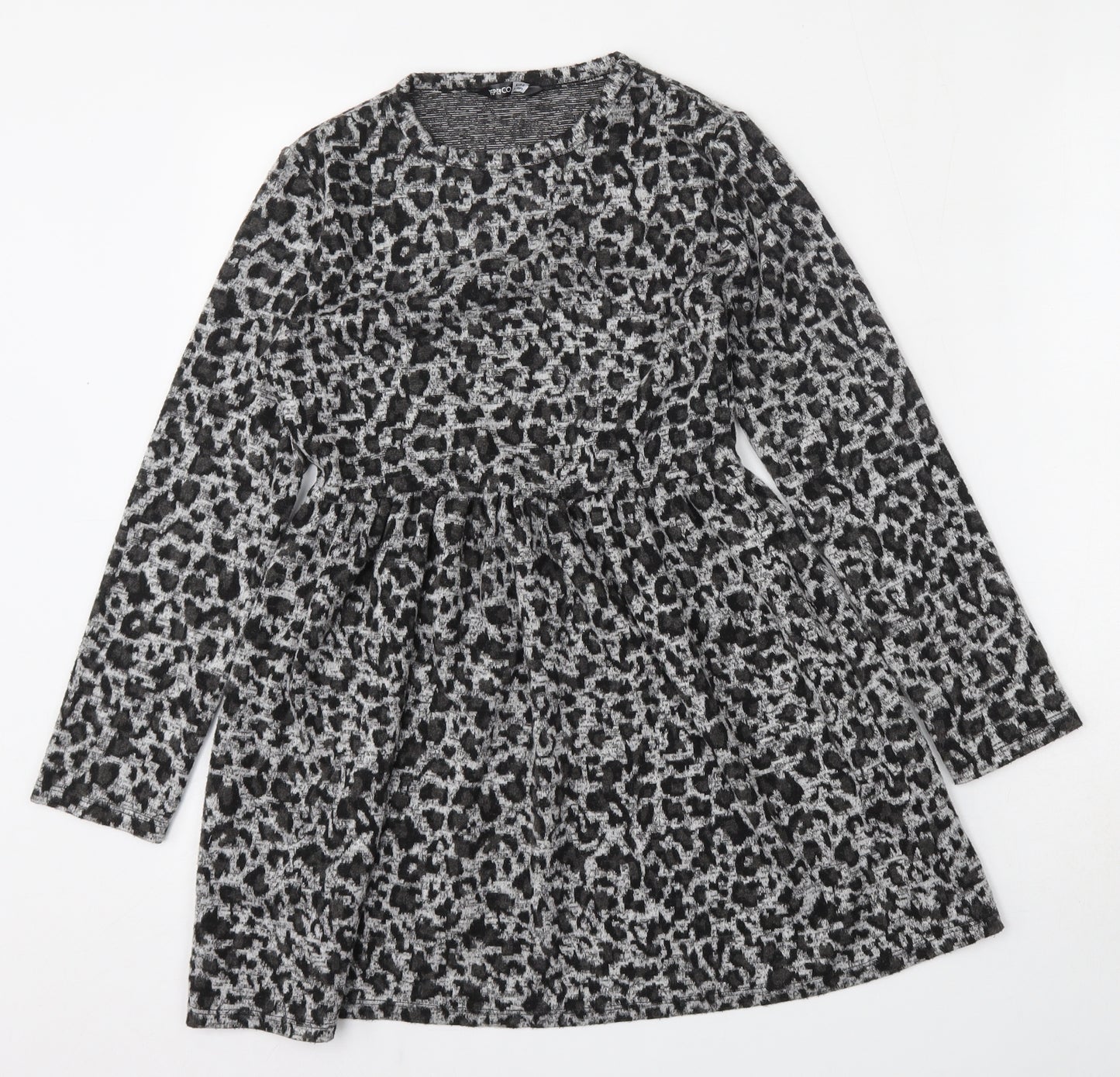 Pep and Co Girls Multicoloured Animal Print Polyester Skater Dress  Size 9-10 Years  Round Neck