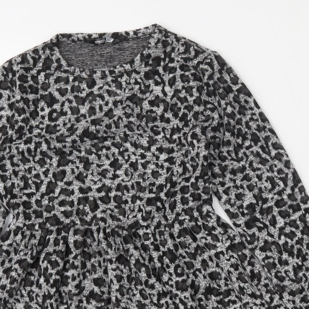 Pep and Co Girls Multicoloured Animal Print Polyester Skater Dress  Size 9-10 Years  Round Neck