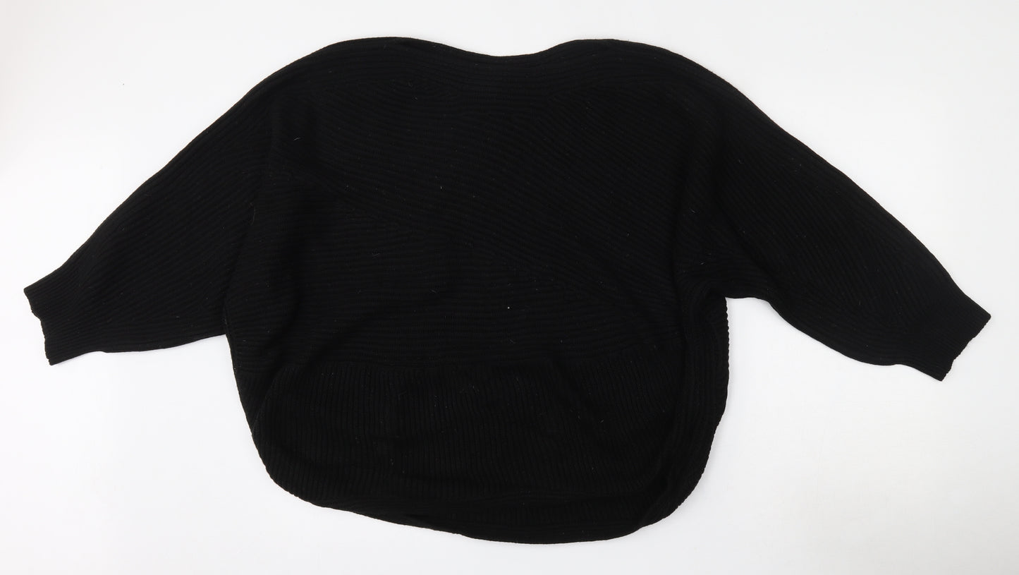 Dorothy Perkins Womens Black Boat Neck  Acrylic Pullover Jumper Size M
