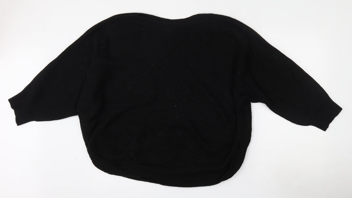 Dorothy Perkins Womens Black Boat Neck  Acrylic Pullover Jumper Size M