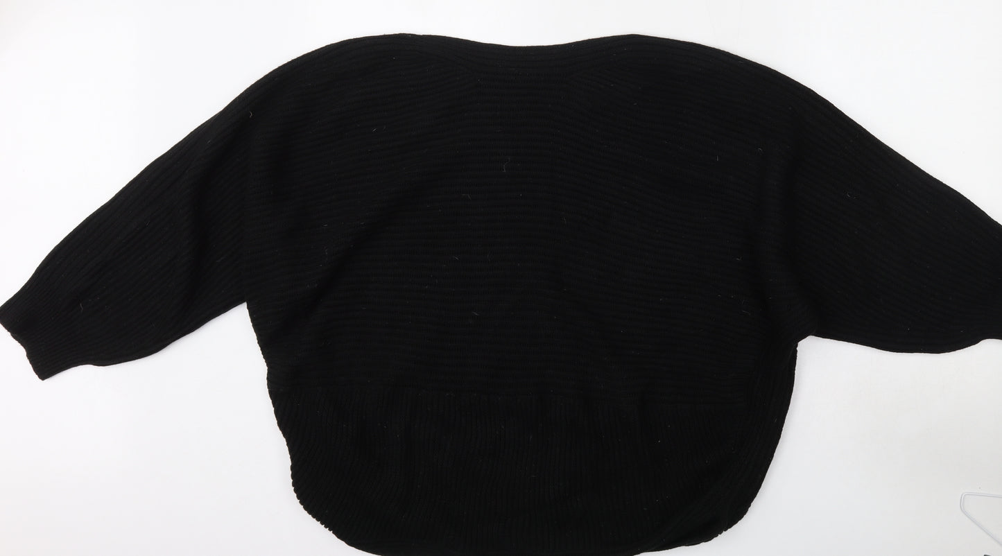 Dorothy Perkins Womens Black Boat Neck  Acrylic Pullover Jumper Size M