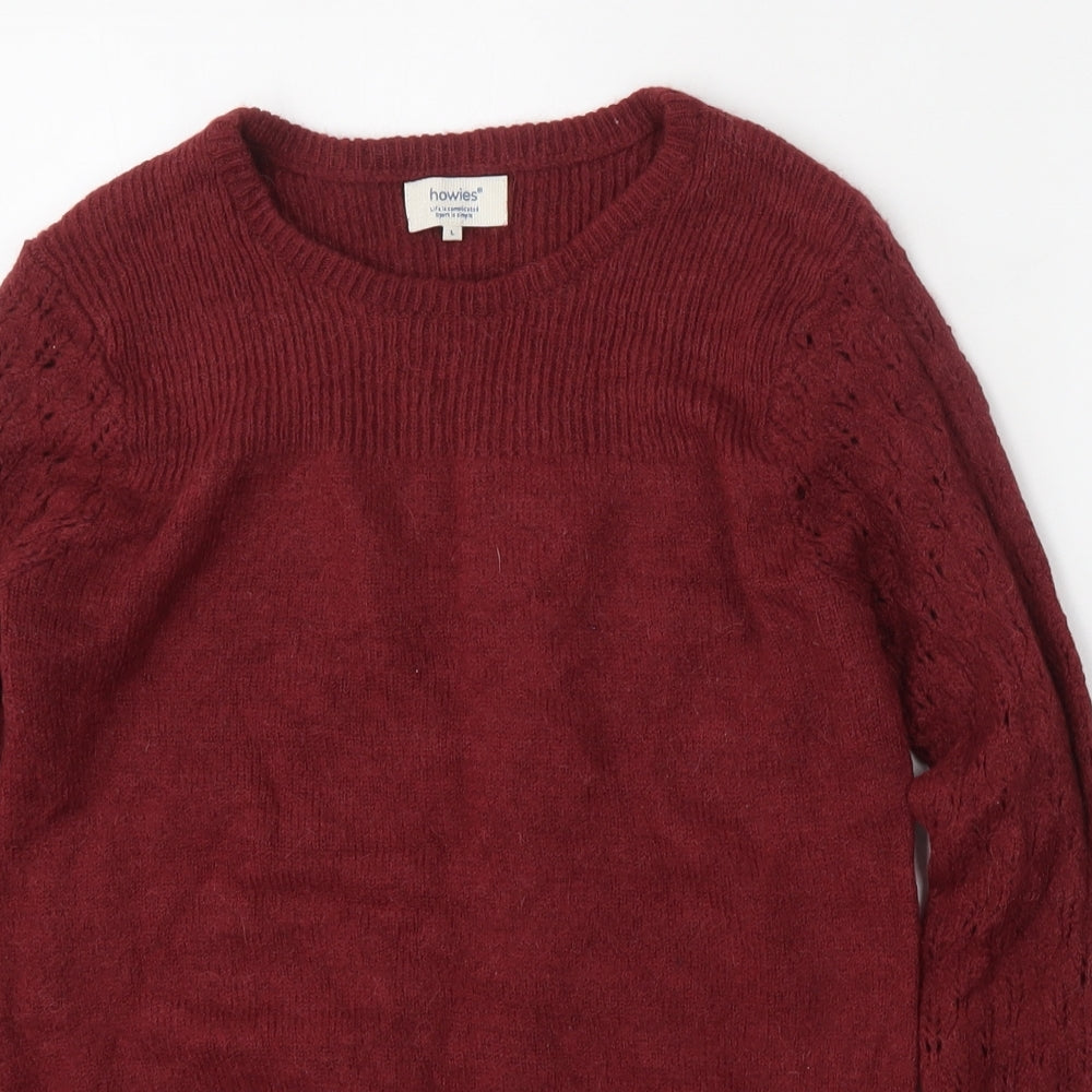 Howies Womens Red Round Neck  Alpaca Pullover Jumper Size L
