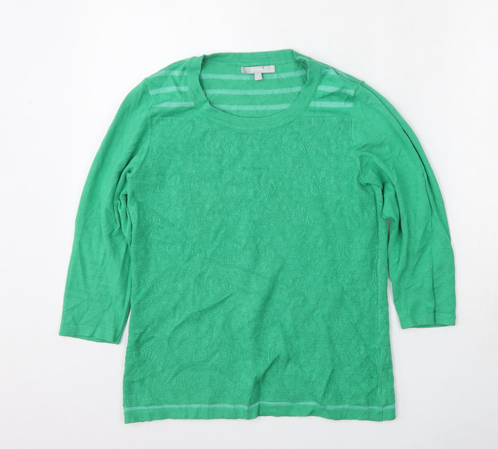 Per Una Womens Green Round Neck Striped Viscose Pullover Jumper Size 12