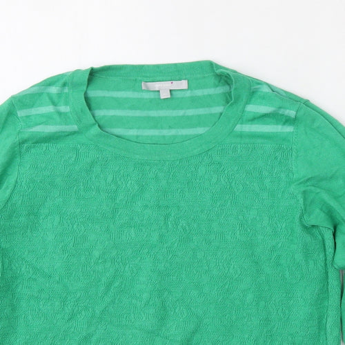 Per Una Womens Green Round Neck Striped Viscose Pullover Jumper Size 12