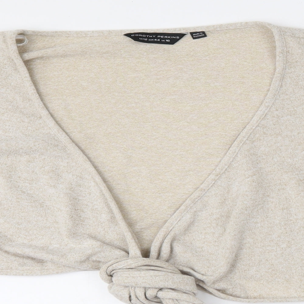Dorothy Perkins Womens Beige V-Neck  Polyester Cardigan Jumper Size 16