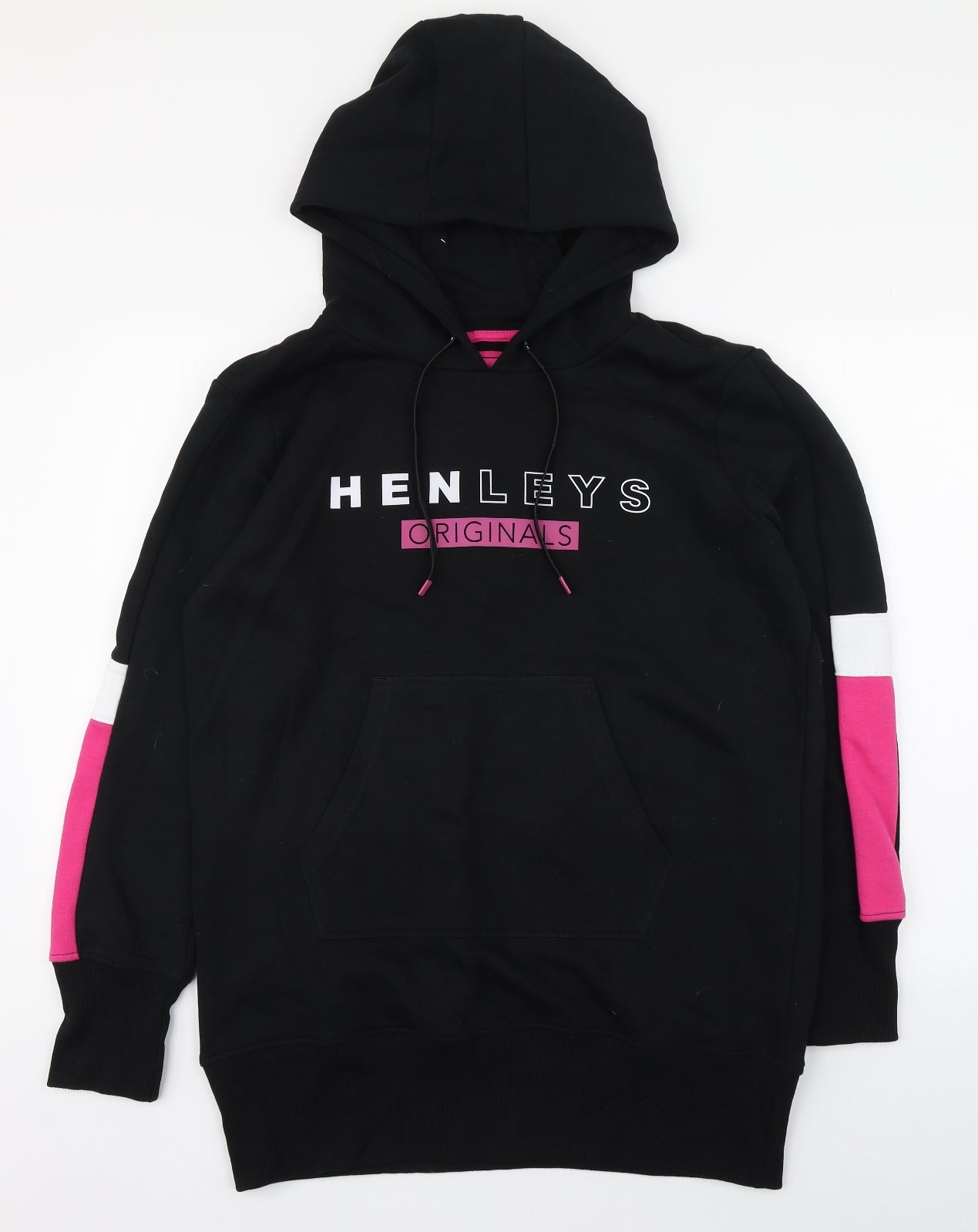 Henleys Womens Black  Cotton Pullover Hoodie Size 16