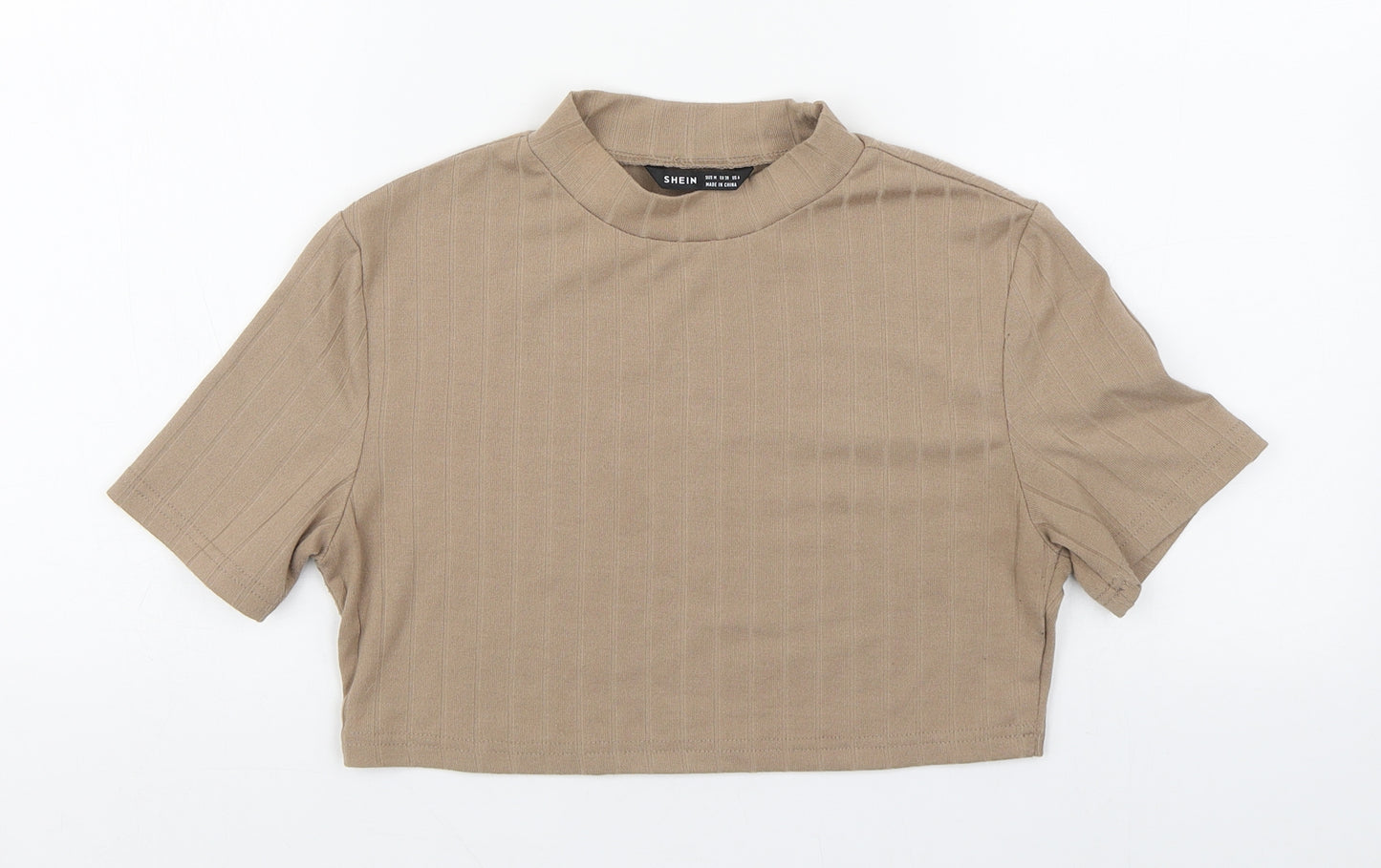 Shien Womens Brown  Polyester Basic T-Shirt Size M Round Neck