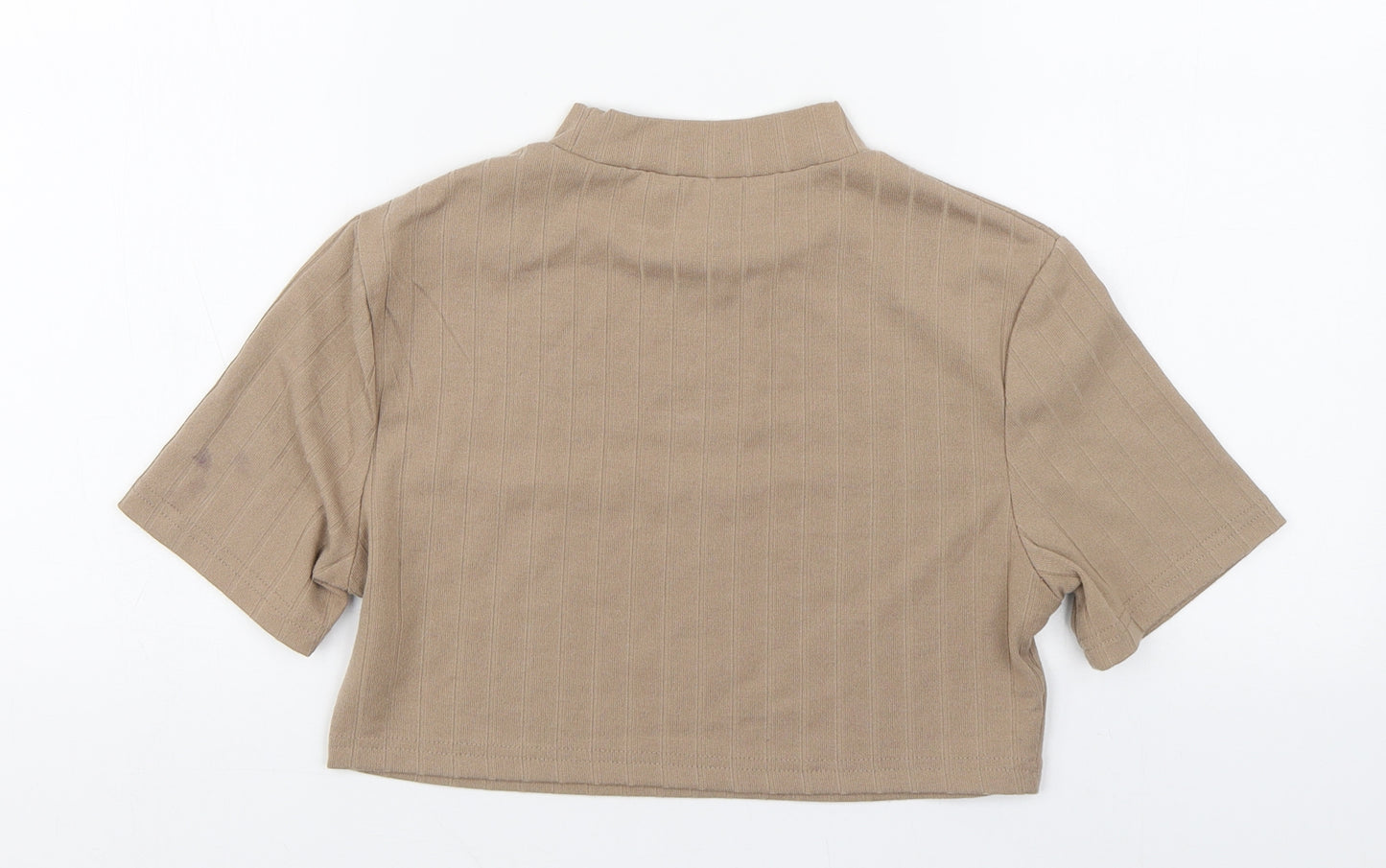 Shien Womens Brown  Polyester Basic T-Shirt Size M Round Neck