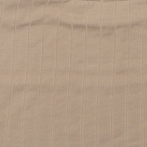 Shien Womens Brown  Polyester Basic T-Shirt Size M Round Neck
