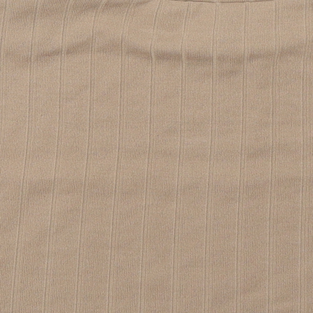 Shien Womens Brown  Polyester Basic T-Shirt Size M Round Neck