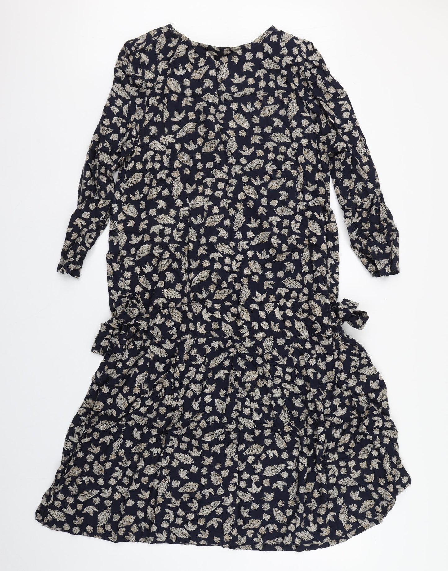 BHS Womens Blue Geometric Viscose Trapeze & Swing  Size 10  Round Neck Pullover