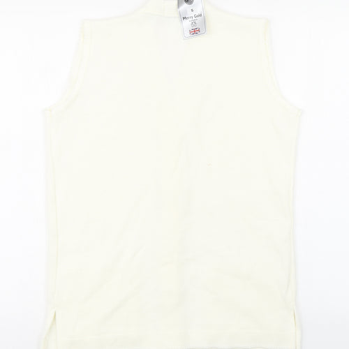 Merry Gold Womens Ivory V-Neck  Acrylic Vest Jumper Size S