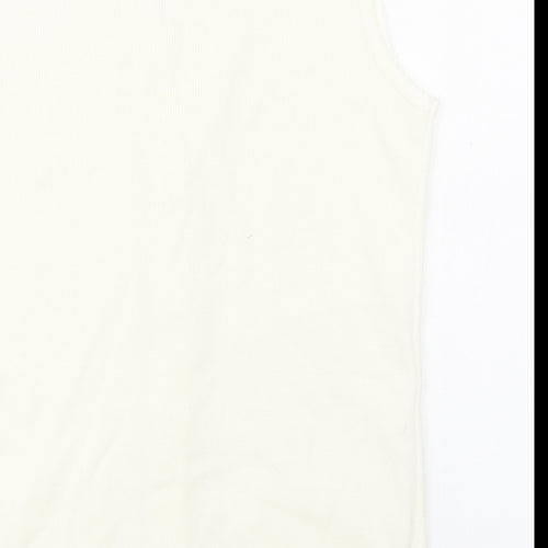 Merry Gold Womens Ivory V-Neck  Acrylic Vest Jumper Size S