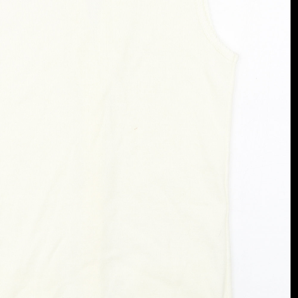 Merry Gold Womens Ivory V-Neck  Acrylic Vest Jumper Size S