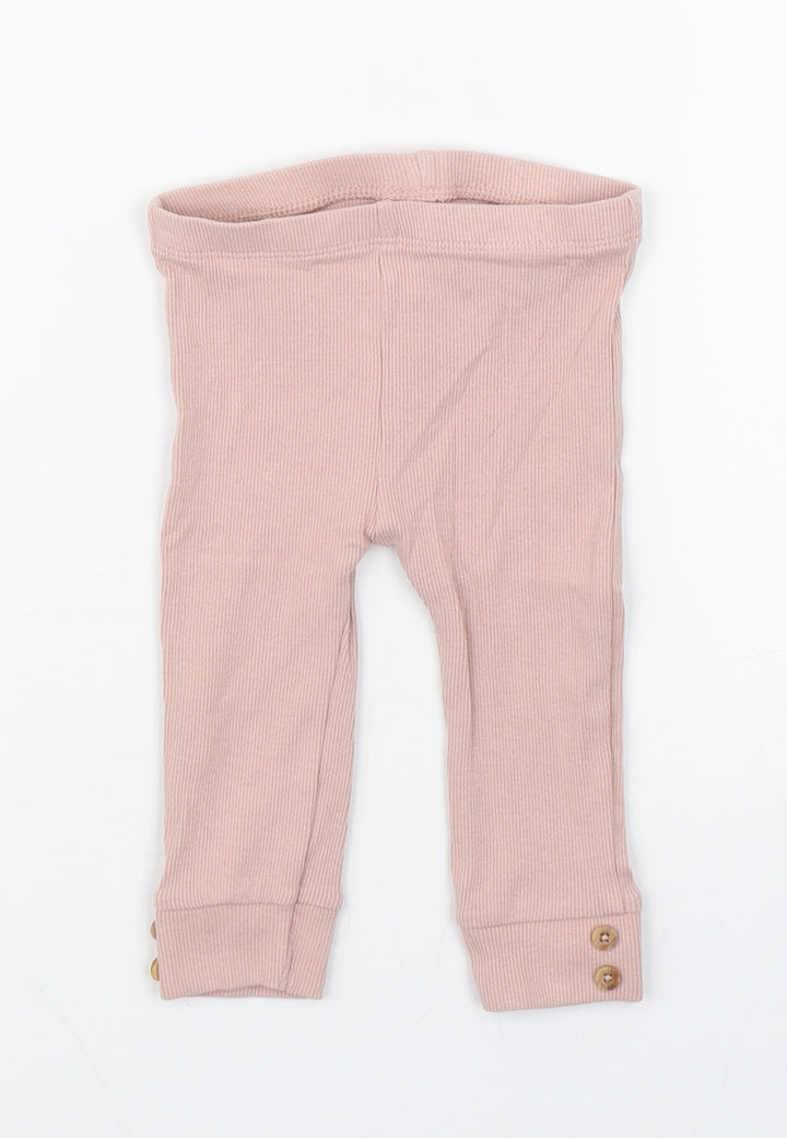 TU Girls Pink  Cotton Jogger Leggings Size 6-9 Months