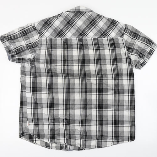 Lee Cooper Mens Black Plaid Cotton  Button-Up Size XL Collared Button