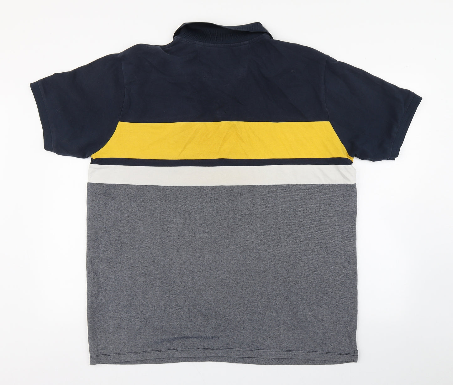 Dunnes Stores Mens Blue Striped Cotton  Polo Size XL Collared Button