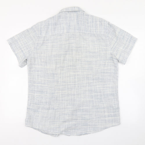 Authentic Casual Wear Mens Blue  Polyester  Button-Up Size L Collared Button