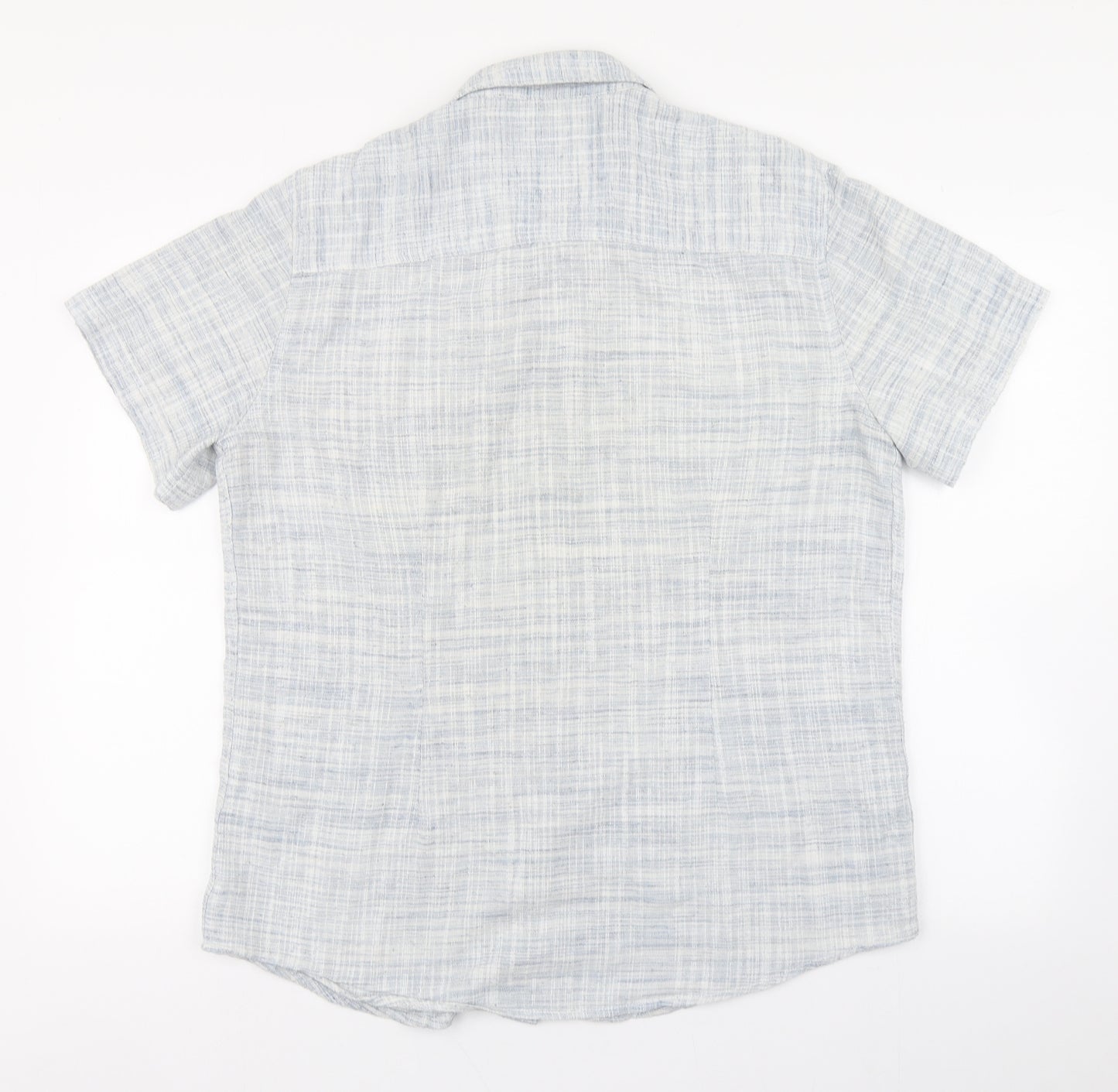 Authentic Casual Wear Mens Blue  Polyester  Button-Up Size L Collared Button