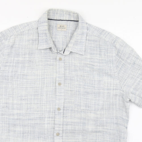 Authentic Casual Wear Mens Blue  Polyester  Button-Up Size L Collared Button