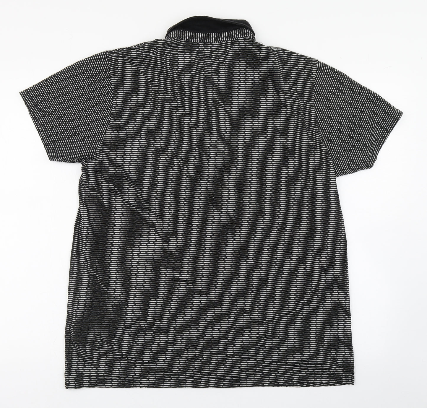 Matalan Mens Black Striped Cotton  Polo Size XL Collared Button