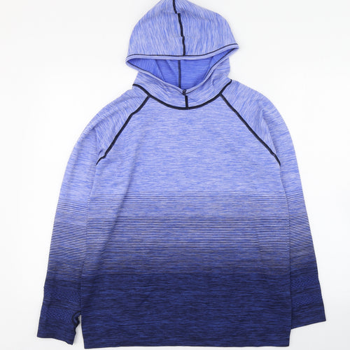 Dunnes Stores Womens Blue  Nylon Pullover Hoodie Size L  Pullover