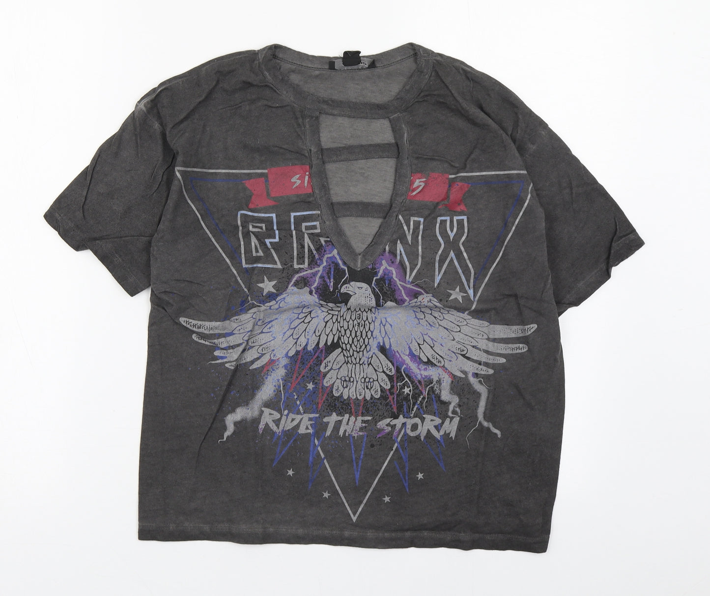 Primark Womens Grey  Cotton Basic T-Shirt Size 10 V-Neck